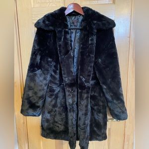 Christian Siriano faux fur coat in Black. Size L. NWT. SO SOFT! Rare